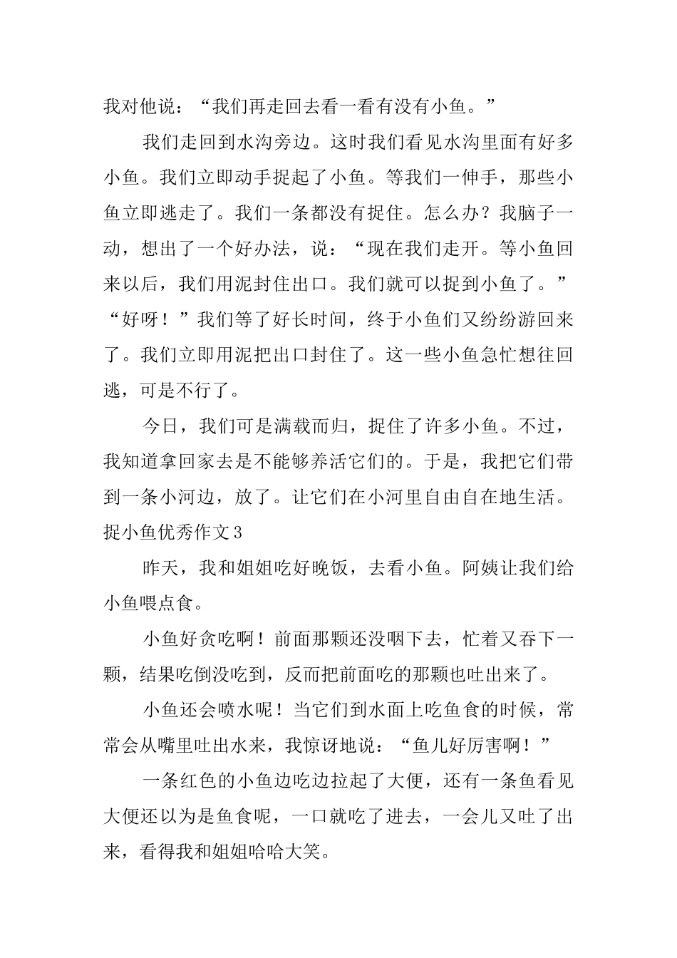 捉小鱼优秀作文_第3页