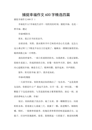 捕捉幸福作文600字精选四篇