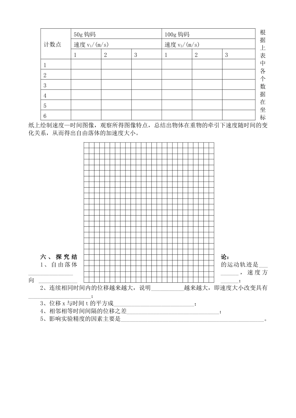 探究自由落体运动的规律实验报告_第2页