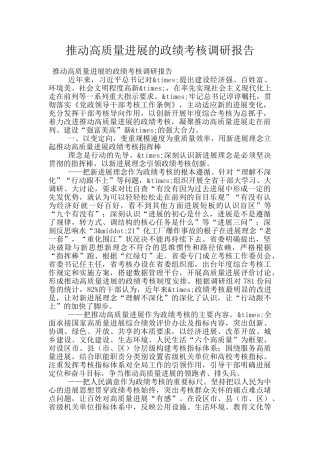 推动高质量发展的政绩考核调研报告