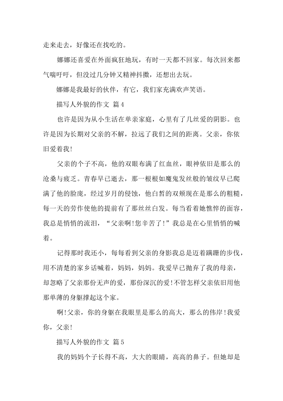 描写人外貌的作文8篇_第3页