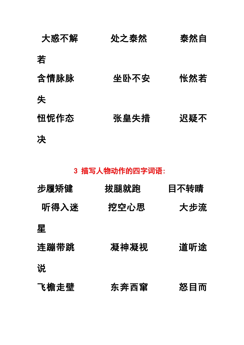 描写人物外貌、神态、动作、语言的四字词语_第3页