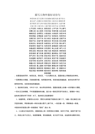 描写人物外貌的好句好词好段
