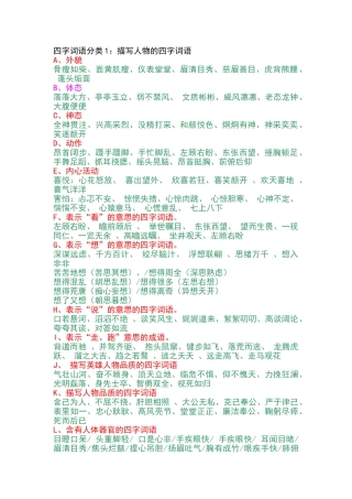 描写人物的四字词语分类