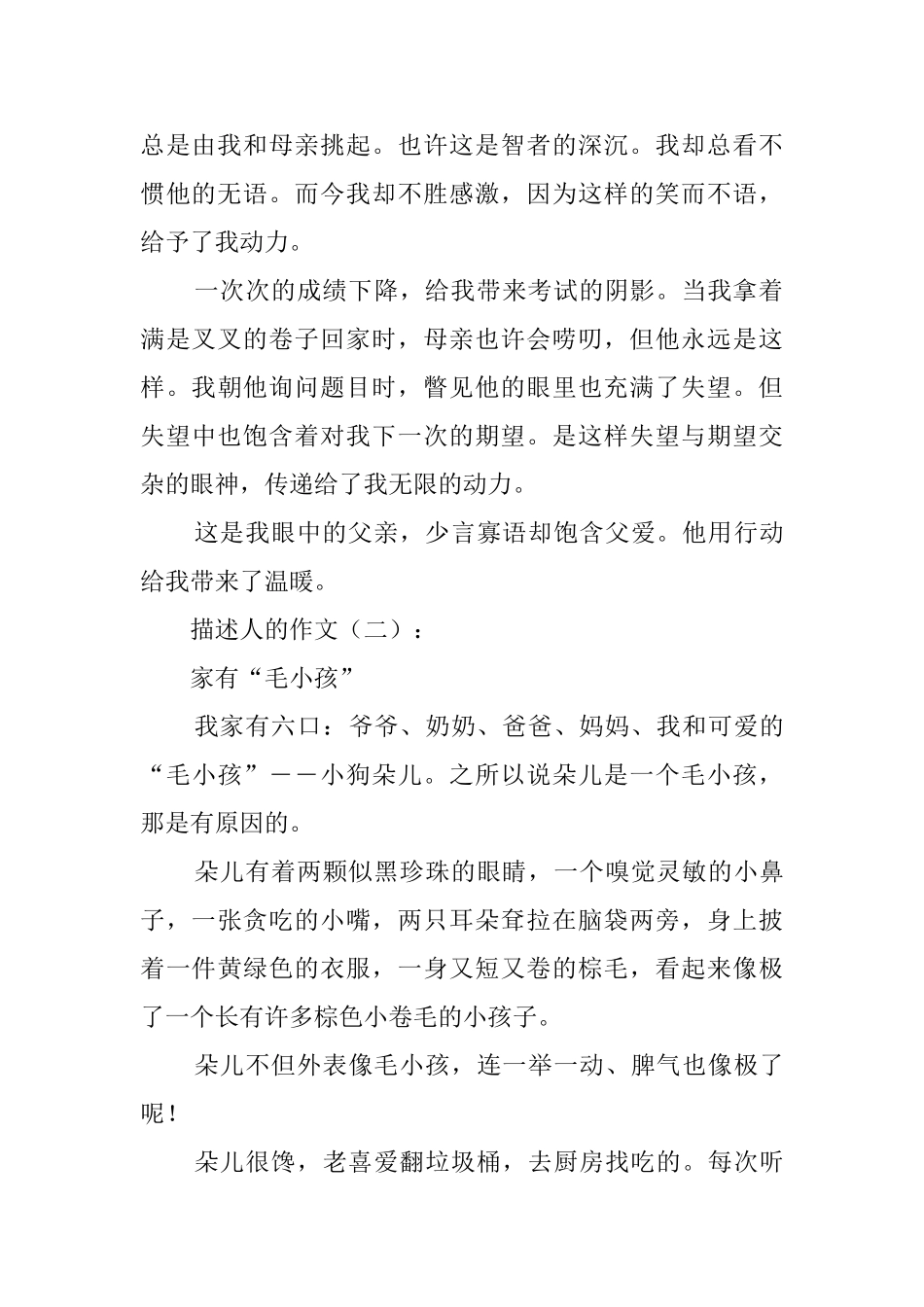 描写人的作文_第2页