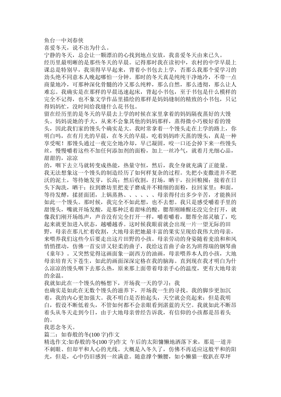 描写冬天的作文100字精选_第3页