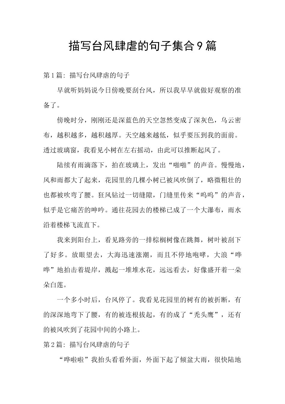 描写台风肆虐的句子集合9篇_第1页