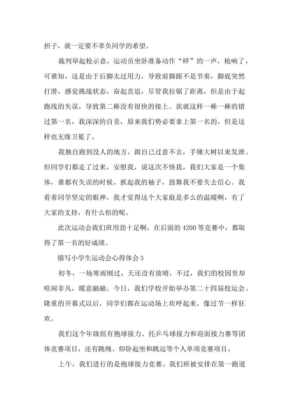 描写小学生运动会心得体会_第3页