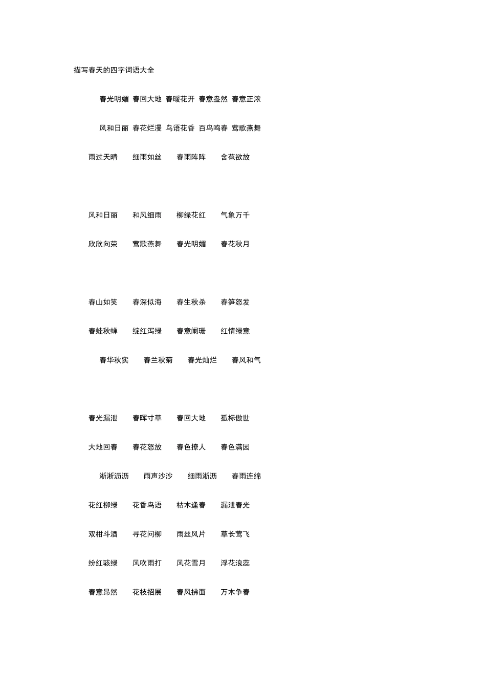 描写春天的四字词语_第1页