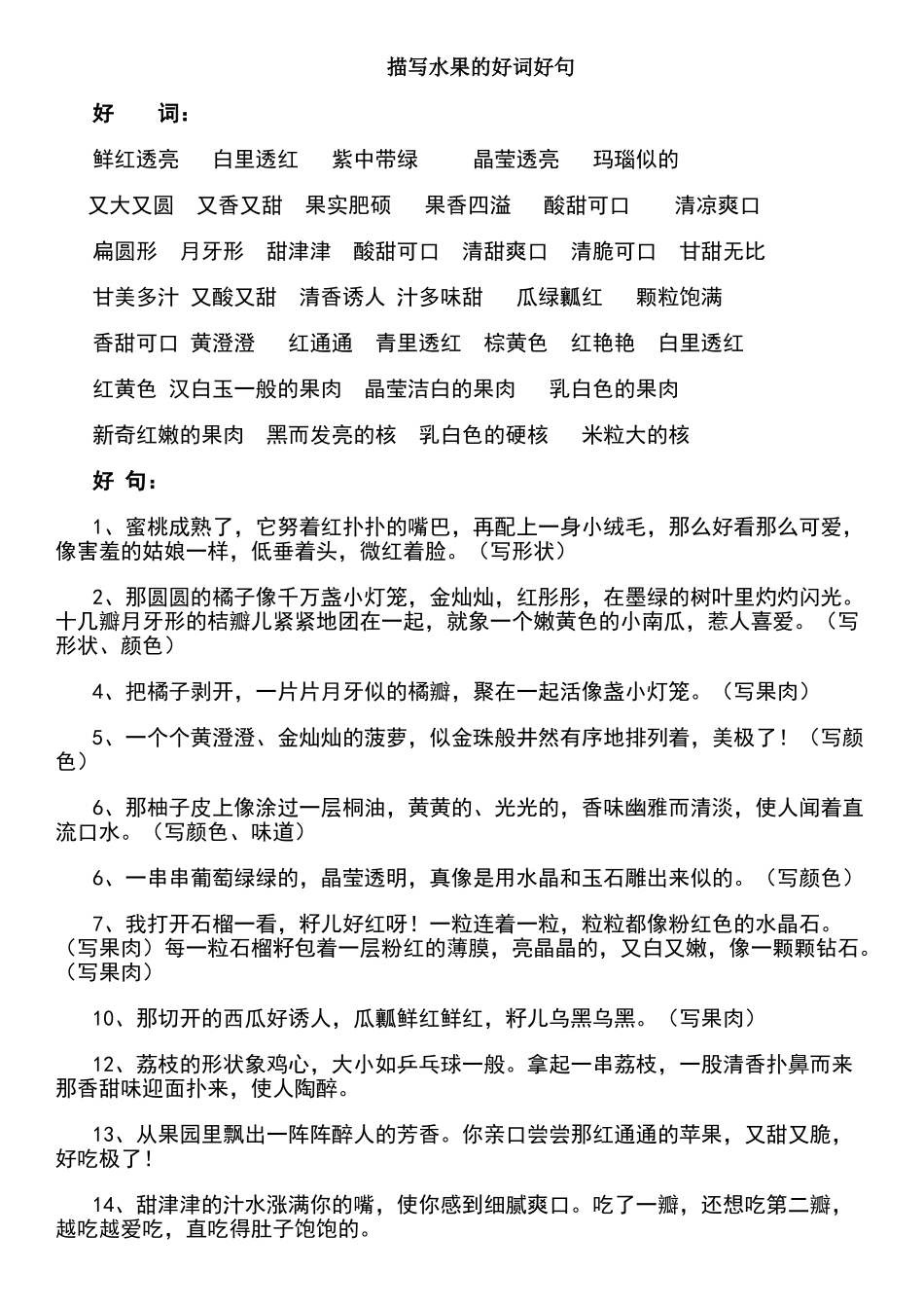 描写水果的好词好句_第1页