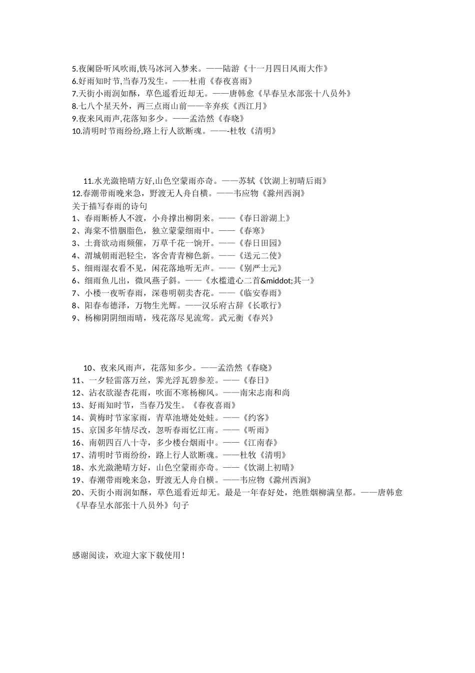 描写赞美春雨的诗句大全_第3页
