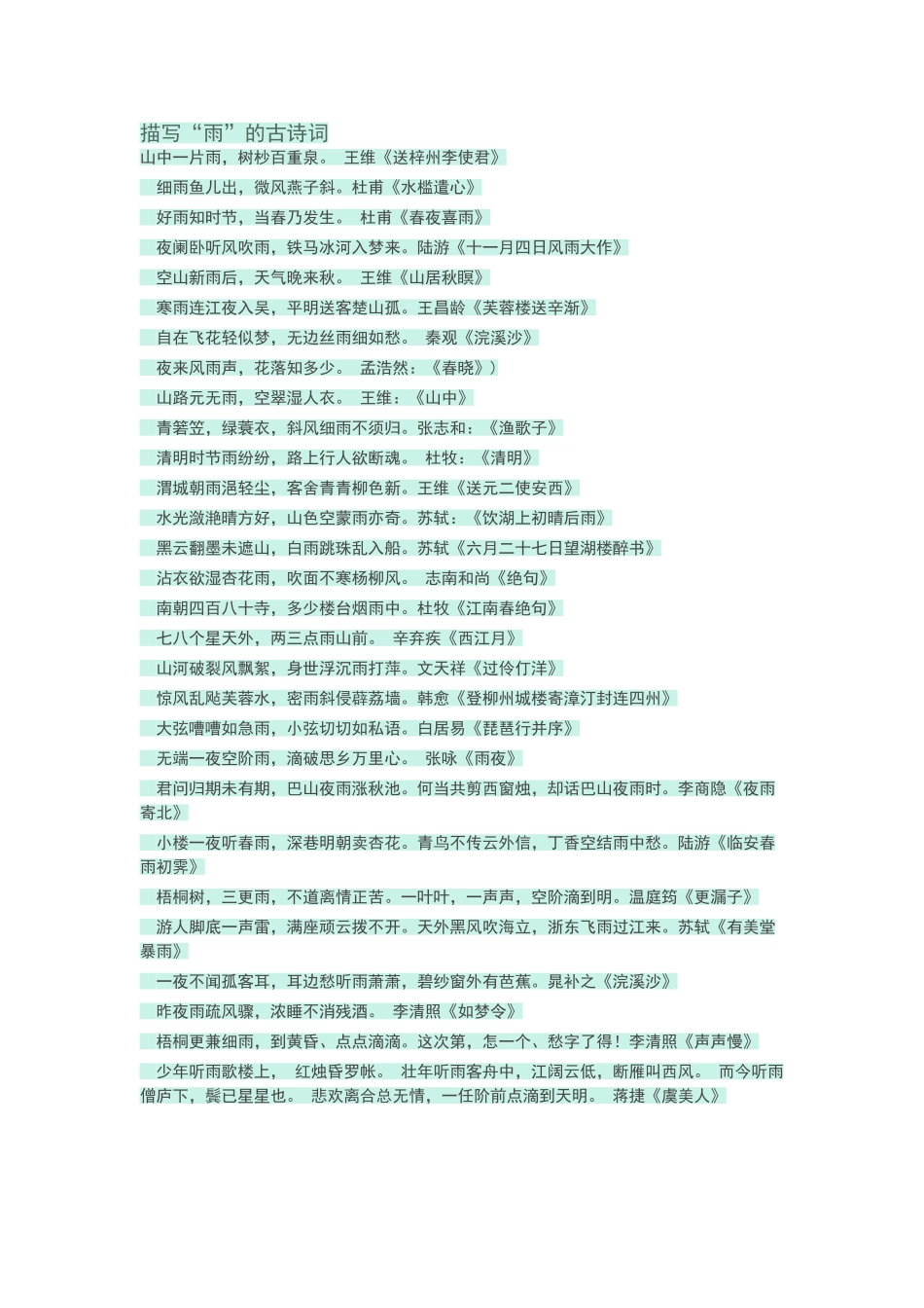 描写雨的古诗词_第1页