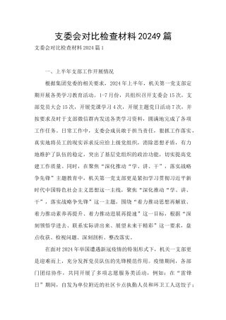 支委会对照检查材料20249篇