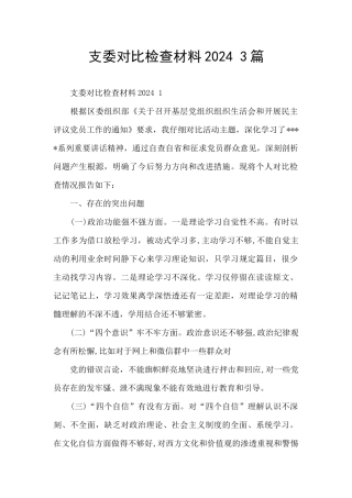 支委对照检查材料2024