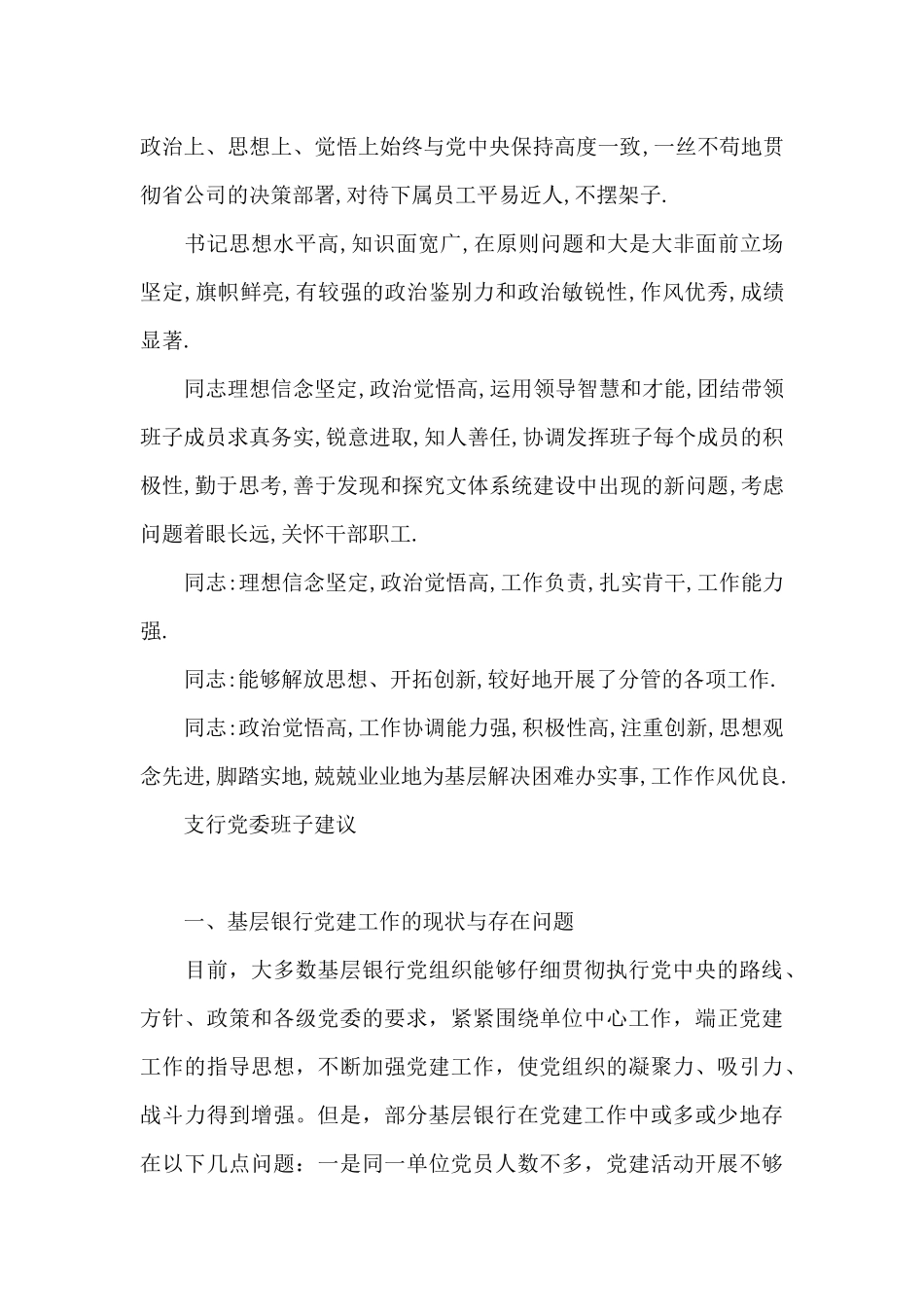 支行党委班子建议_第2页