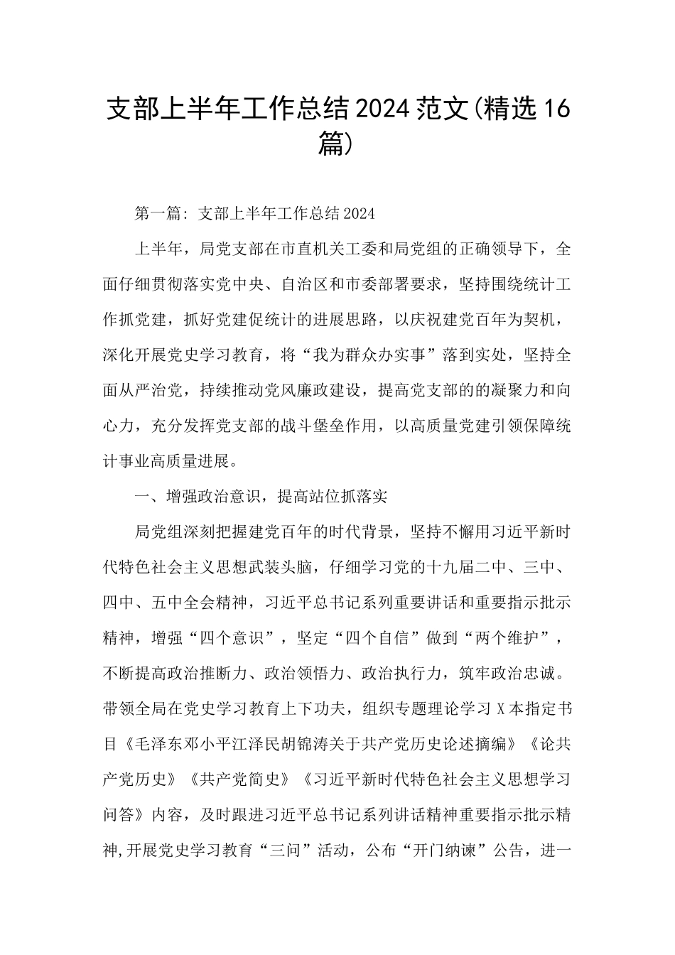 支部上半年工作总结2024范文_第1页