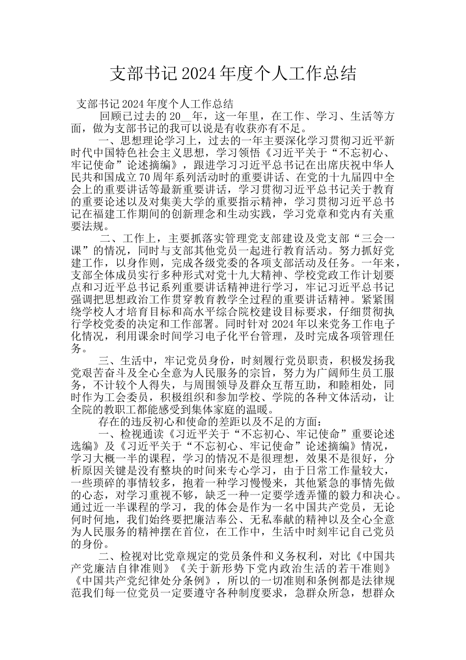 支部书记2024年度个人工作总结_第1页