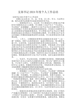 支部书记2024年度个人工作总结