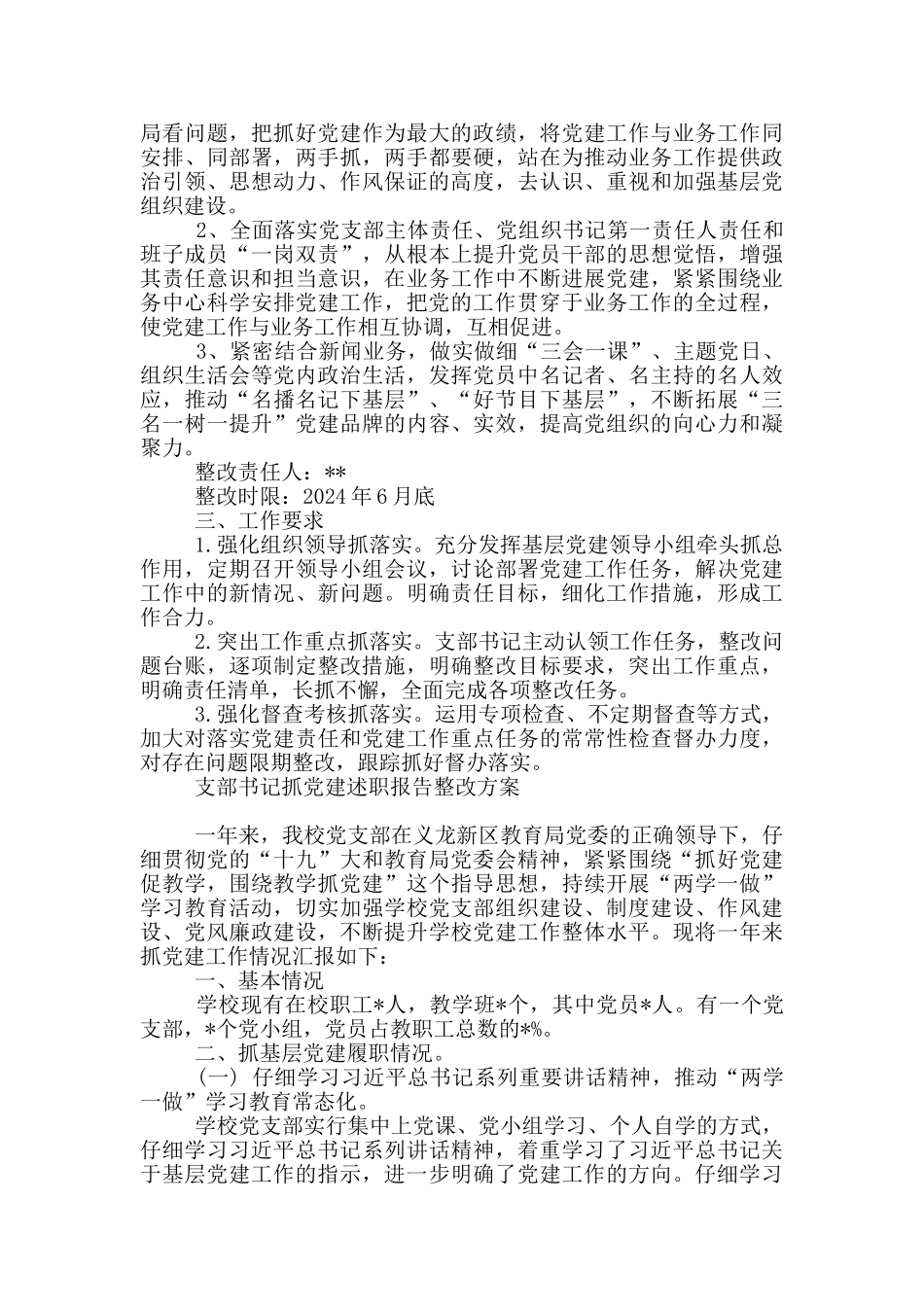 支部书记抓党建述职报告整改方案_第2页