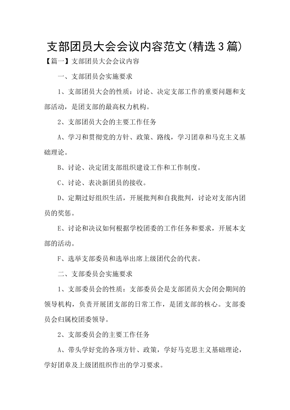 支部团员大会会议内容范文_第1页