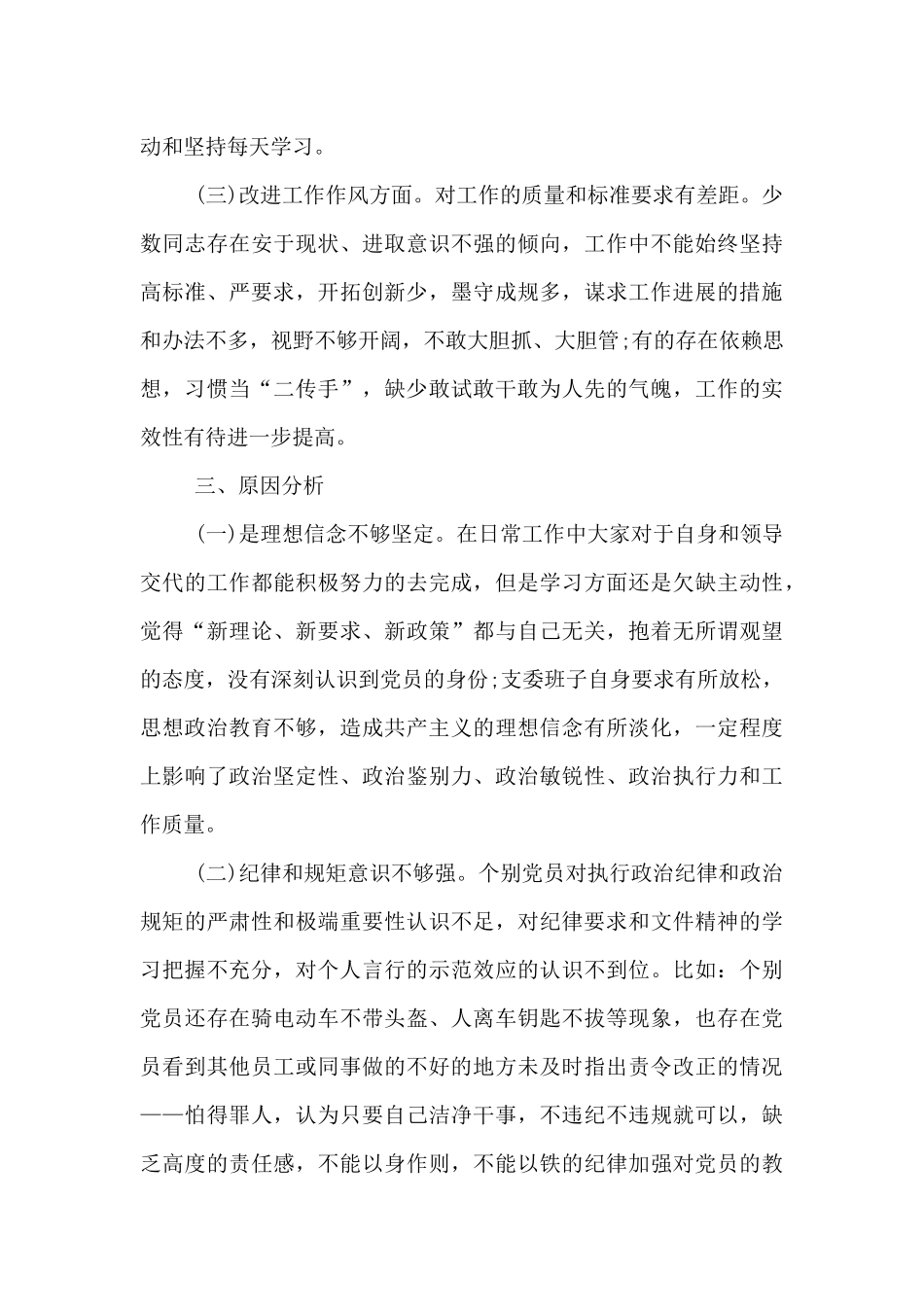 支部班子对照检查材料3篇_第3页