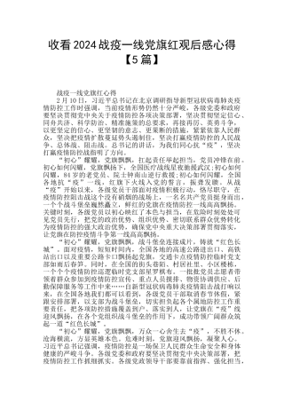 收看2024战疫一线党旗红观后感心得