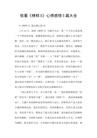 收看《榜样5》心得感悟5篇大全