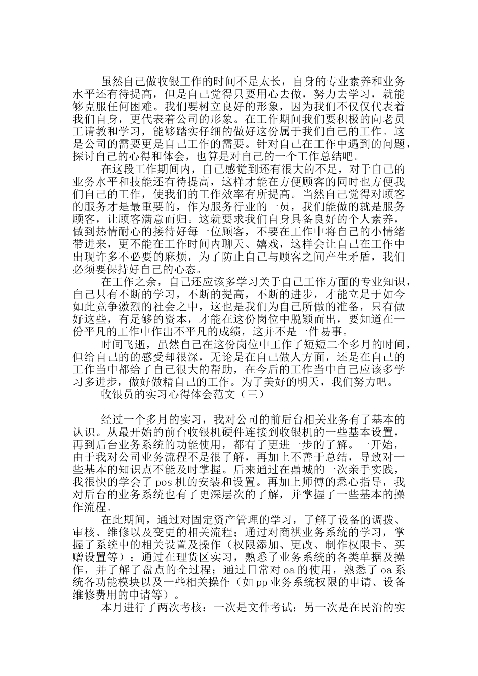 收银员的实习心得体会范文_第2页