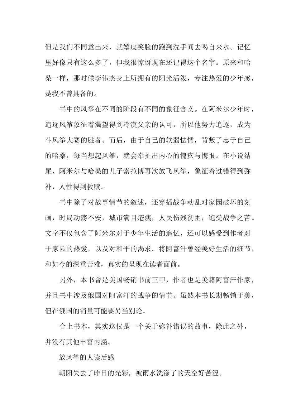 放风筝的人读后感_第2页