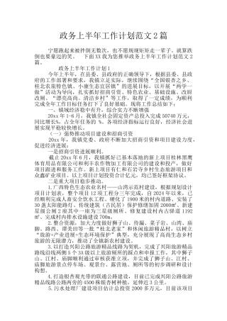 政务上半年工作计划范文2篇