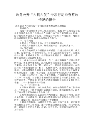 政务公开“六提六促”专项行动排查整改情况的报告