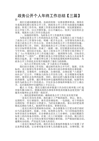 政务公开个人年终工作总结