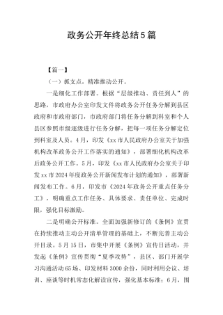 政务公开年终总结5篇
