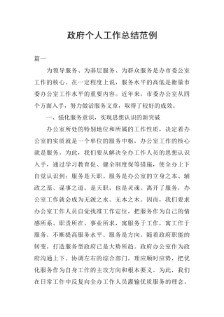 政府个人工作总结范例