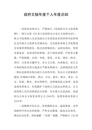 政府文秘年度个人年度总结