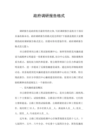 政府调研报告格式