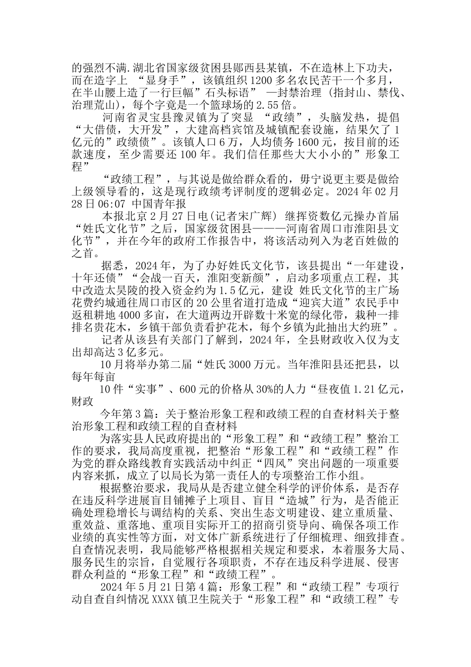政绩工程自查报告_第2页