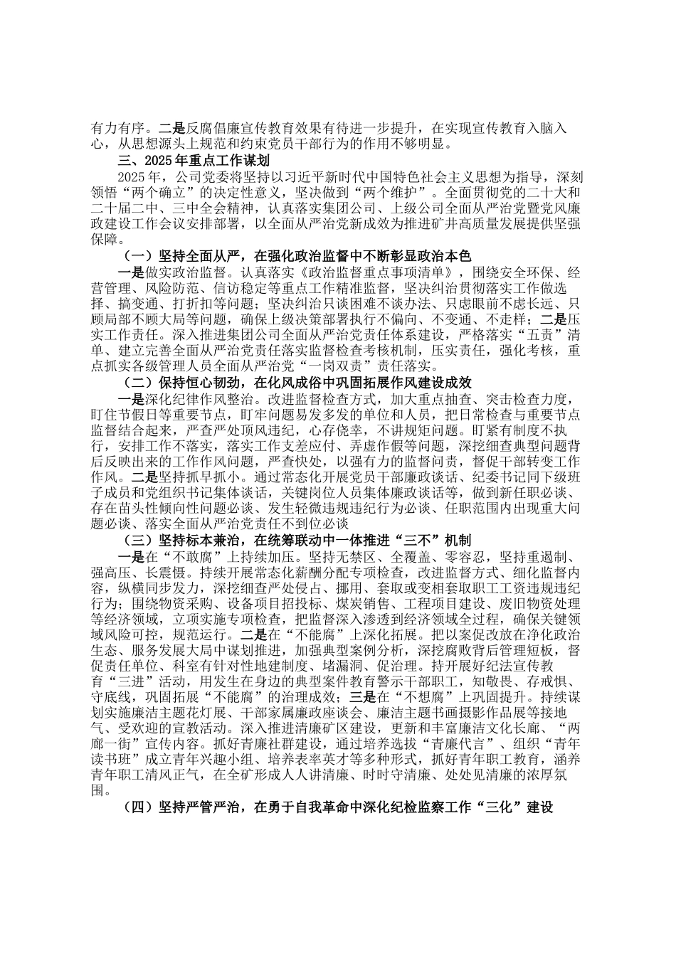 2024年度公司党委落实全面从严治党责任工作报告_第3页