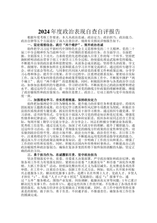 2024年度政治表现自查自评报告