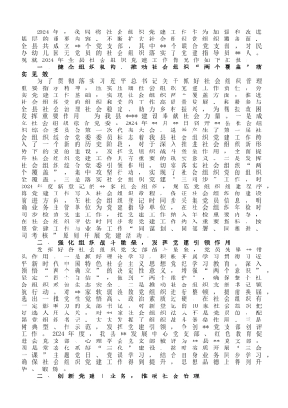 2024年度全县社会组织党建工作情况汇报