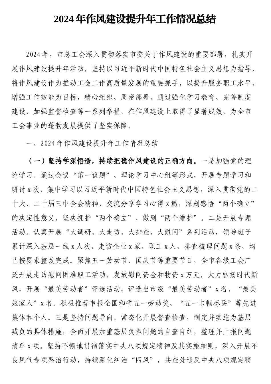 2024年作风建设提升年工作情况总结_第1页