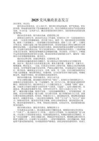 2025党风廉政表态发言