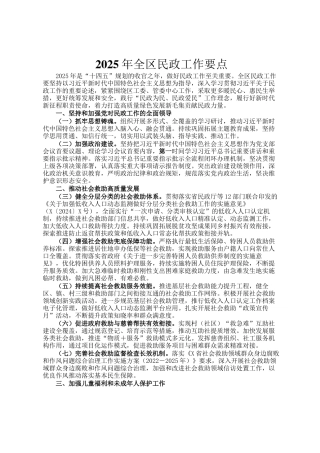 2025年全区民政工作要点