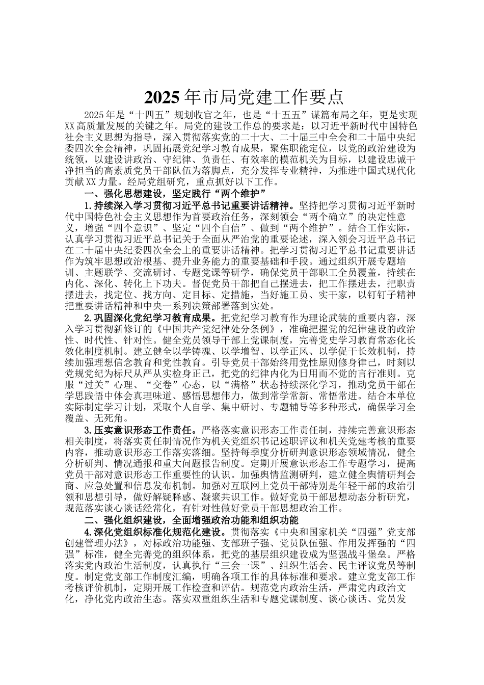 2025年市局党建工作要点_第1页