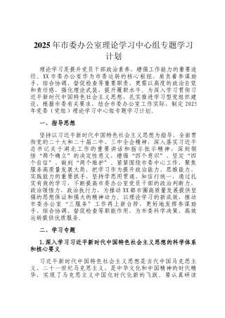 2025年市委办公室理论学习中心组专题学习计划