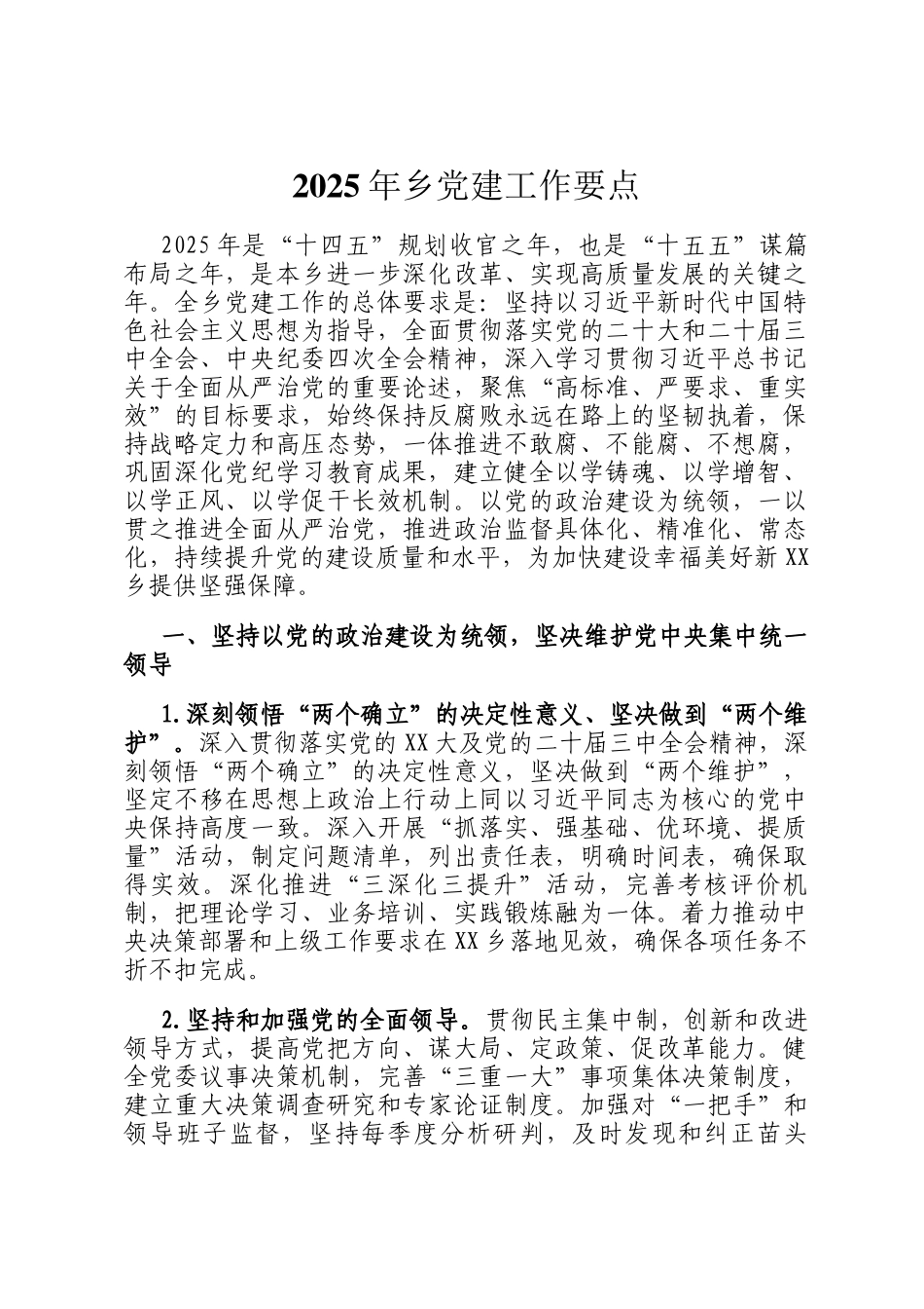 2025年乡党建工作要点_第1页