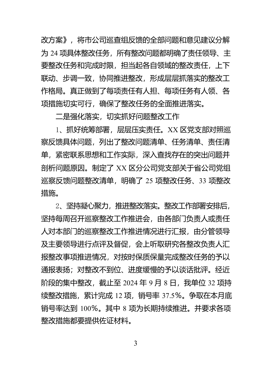 XX邮政公司2024年度基层党建工作整改报告_第3页