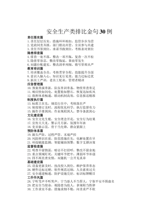 安全生产类排比金句30例