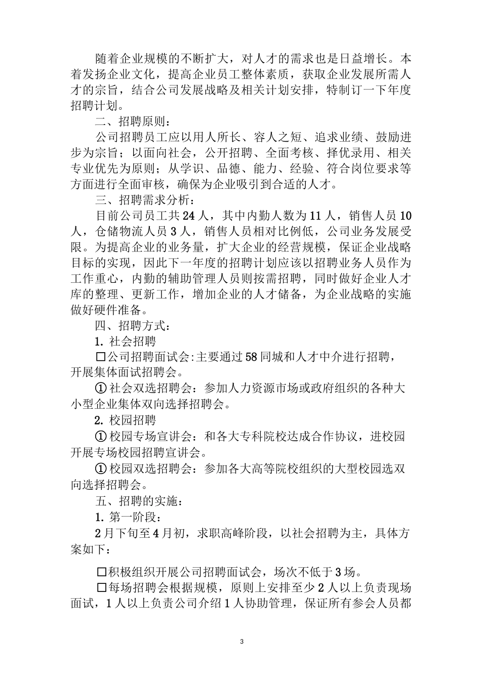 年度公司年度招聘计划书_第3页