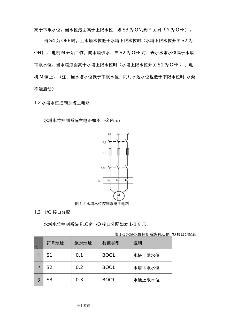 水塔水位控制系统PLC设计说明书_第2页